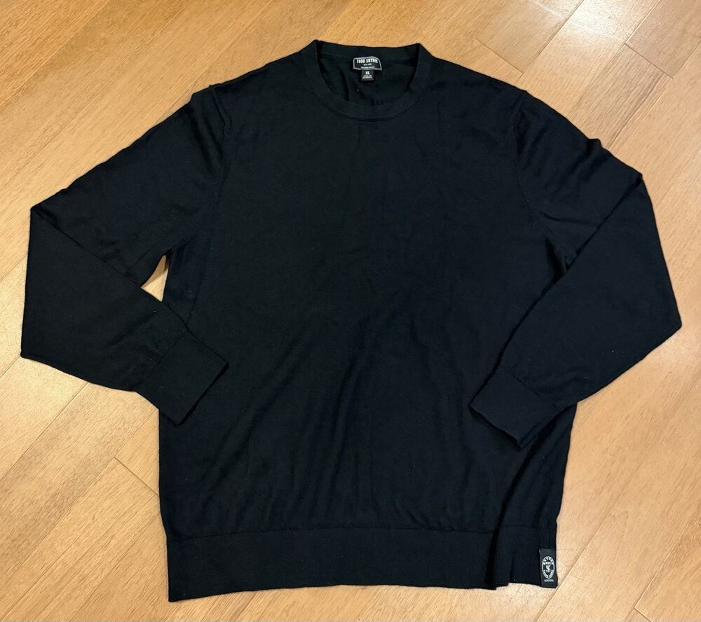 Todd Snyder Size XL Black Fine Knit Sweater Cashmere Feel Quiet Luxury EUC